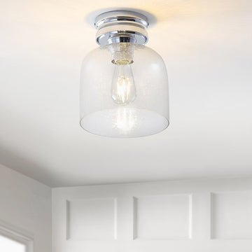 Domenic 7.75" Metal/Glass LED Flush Mount - JONATHAN Y
